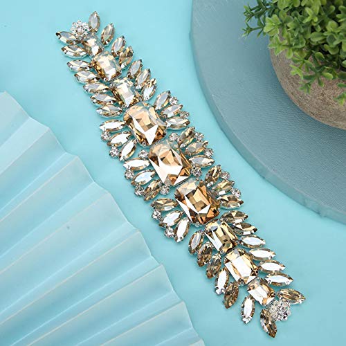Jeanoko Adornos de Cristal Clips de Diamantes de imitación en Blanco de Cobre Espesado único Elegante para Vestidos de Novia Zapatos Accesorios(Golden Champagne)