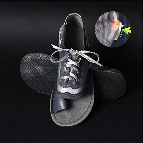JFFFFWI Sandalias cómodas para Mujer Sandalias de corrección de Dedo Gordo para Mujer Sandalias ortopédicas con Corrector de juanetes Chanclas de Cuero de Verano Zapatos de Viaje de Playa Informales