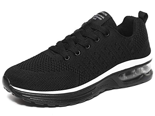 JIANKE Zapatillas Deportivas Mujer Zapatos de Ligero Cojín de Aire Transpirables Moda Running Fitness Caminar Negro 39 EU