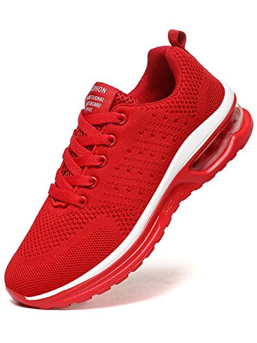 JIANKE Zapatillas Deportivas Mujer Zapatos de Ligero Cojín de Aire Transpirables Moda Running Fitness Caminar Rojo 37.5 EU