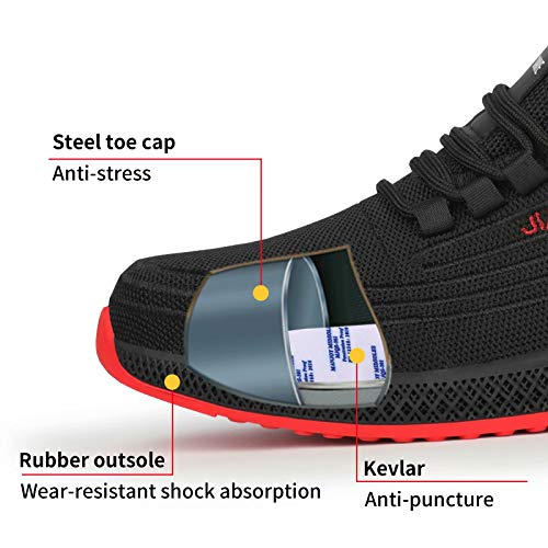 JIANYE - Zapatillas de trabajo S3 para hombre y mujer, con puntera de acero, unisex, transpirables, ligeras, color, talla 42 EU