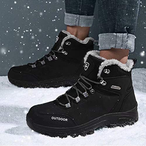 JIANYE Zapatos para hombre calientes del invierno alineada piel de la nieve botas de agua botas de invierno antideslizante Trekking Senderismo Botas Negro 40 De los hombres Negro 6.5 UK