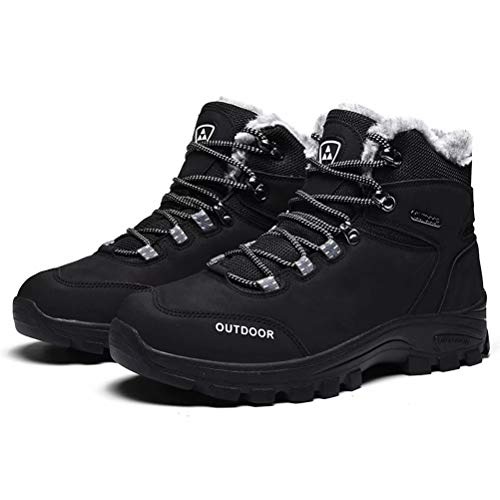 JIANYE Zapatos para hombre calientes del invierno alineada piel de la nieve botas de agua botas de invierno antideslizante Trekking Senderismo Botas Negro 40 De los hombres Negro 6.5 UK