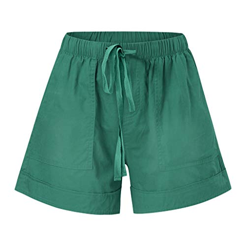 jieGorge Pantalones, Mujer, cómodo, cordón, Empalme, Casual, Cintura elástica, Bolsillos, Pantalones Cortos Sueltos, Pantalones, Ropa, Zapatos y Accesorios (Verde Menta L)