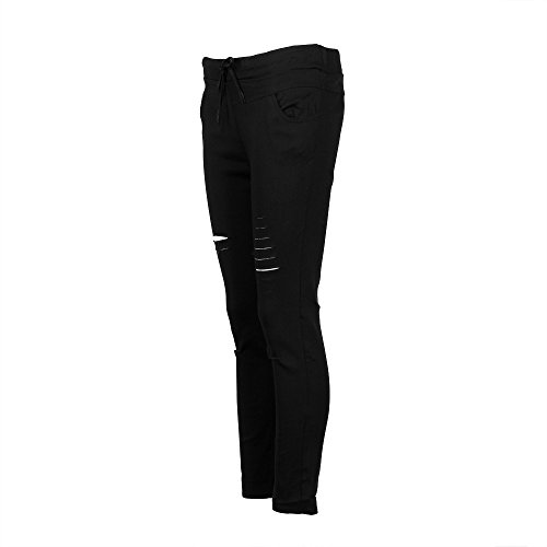 jieGorge Pantalones, Mujer Pantalones Pitillo Rasgados Pantalones de lápiz elásticos de Cintura Alta S, Ropa Zapatos y Accesorios (Negro S)