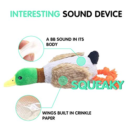 JINYJIA Juguete de Peluche para Perro con Chirriador, Duradero Forma de Pato Juguetes para Masticar con Perro, para Perros de Raza Pequeña/Mediana
