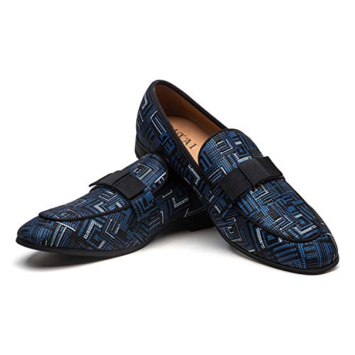 JITAI Mocasines Azules para Hombre Zapatos Casuales de Moda Mocasines Zapatos de Fiesta