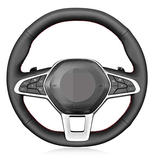 jkhsXJ Funda para volante de coche de cuero negro cosida a mano, accesorios para Renault Clio 5 2019-2020 Zoe 2019-2020 Captur 2019-2020