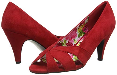 Joe Browns Sunset Boulevard Peeptoes, Zapatos Planos Mary Jane Mujer, Rojo, 40.5 EU