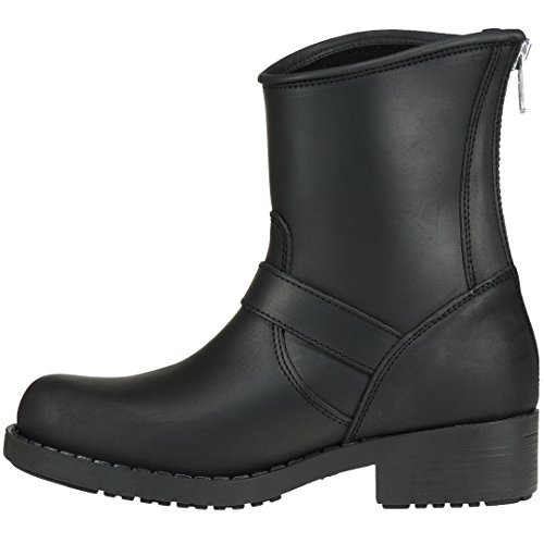 Johnny Bulls 131 Bota Motera Militar Piel Nobuk Piso Grueso Cremallera Detrás para Mujer Negro Talla 40