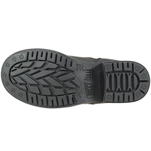 Johnny Bulls 131 Bota Motera Militar Piel Nobuk Piso Grueso Cremallera Detrás para Mujer Negro Talla 40