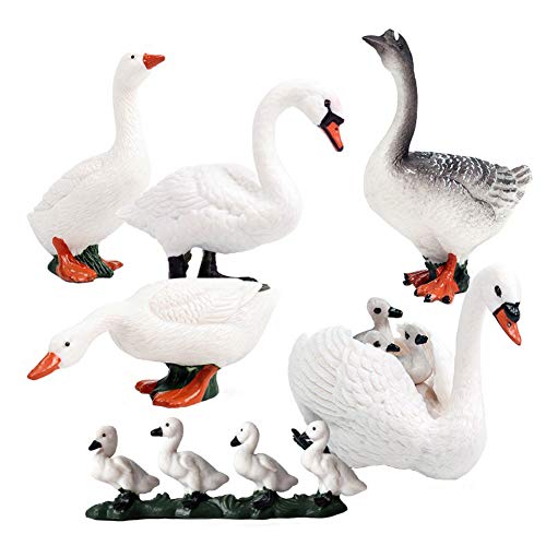 JOKFEICE Figuras de Animales 6 pcs Realista Plástico Familia de Ganso Modelo de acción Proyecto de Ciencia, Regalo de cumpleaños, Decoración de Pastel para niños