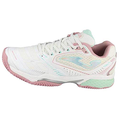 Joma Set Lady, Zapatos de Tenis Mujer, Blanco-Rosa, 39 EU