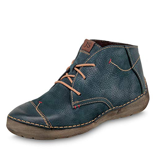 Josef Seibel Mujer Botines Fergey 18, señora Botines con Cordones,Botas,Chukka Boot,Medias Botas,botín,Plana,Azul(Blau),43 EU / 9 UK