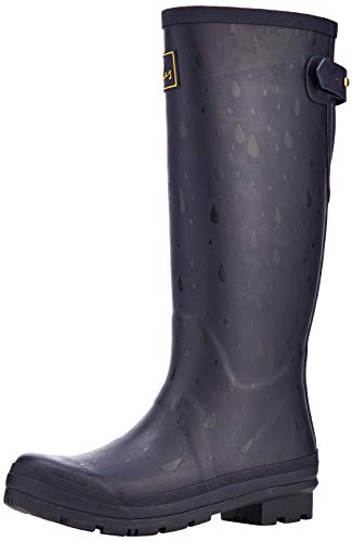 Joules Wellyprint, Botas de Agua Mujer, Azul Marino Gotas de Lluvia Navrndrps, 40 EU