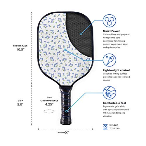 Juego de paletas de piquete floral, diseño vintage de flores de rosa con diseño de lunares y hojas verdes, con núcleo compuesto de nido de abeja con cojín y agarre cómodo.