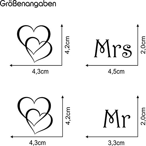 Juego de pegatinas para zapatos de boda, calzado, calzado, pegatinas, pegatinas, pegatinas, símbolos (blanco y negro, K125 K126 Mrs Mr)