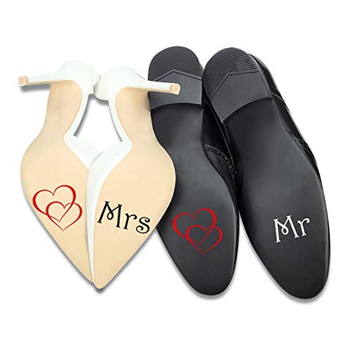 Juego de pegatinas para zapatos de boda, calzado, calzado, pegatinas, pegatinas, pegatinas, símbolos (blanco y negro, K125 K126 Mrs Mr)