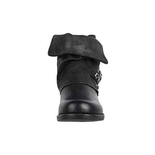 Juliet Elara Botines Mujer Botas de Estilo Motero Chunkyrayan Negro B-BZ8399-KB Black-41