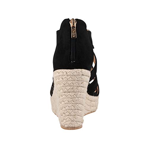 Jumex Elara Sandalias de Mujer Cuña Plataforma Chunkyrayan Negro TH82221-Schwarz-38