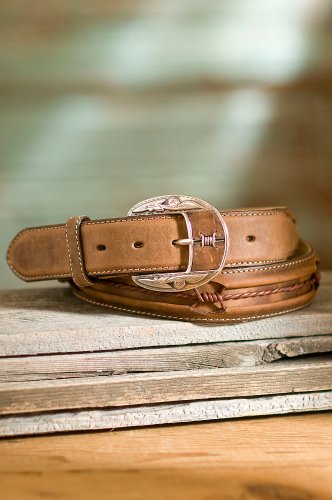 Justin Boots Fenced en alambre de Espino Cinturón de cuero