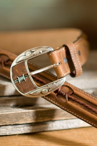 Justin Boots Fenced en alambre de Espino Cinturón de cuero