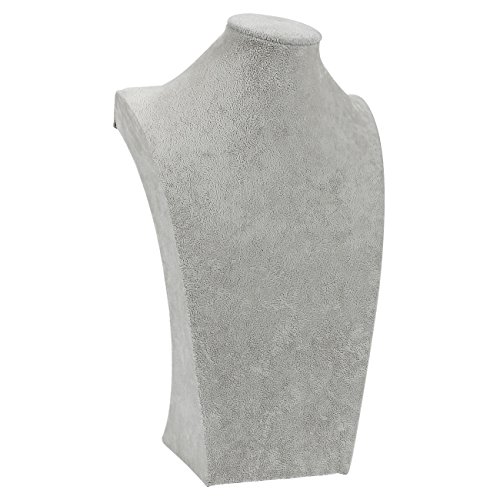 Juvale Busto de la joyería - Collar de Terciopelo Stand - Collar Independiente al por Menor maniquí Soporte de exhibición - Gris, 8 x 14 x 4,5 Pulgadas