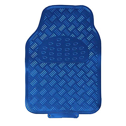 JVL Titan 01-693 Alfombrillas de Goma para Coche con Diseño Metálico, Azul, 4 Unidades