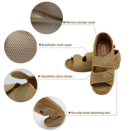JXJ Edema para Mujer Zapatillas para diabéticos Fascitis Plantar Sandalias ortopédicas Artritis Hinchadas Zapatos para Caminar Extra Anchos Ajustables para Ancianos Tamaño Unisex