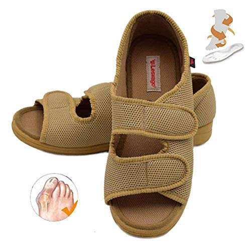 JXJ Edema para Mujer Zapatillas para diabéticos Fascitis Plantar Sandalias ortopédicas Artritis Hinchadas Zapatos para Caminar Extra Anchos Ajustables para Ancianos Tamaño Unisex