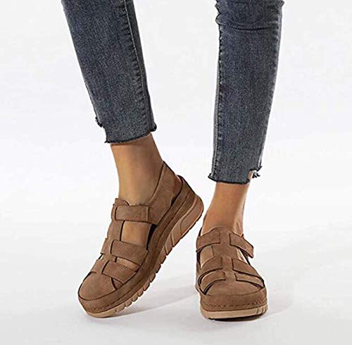 JXJ Sandalias para Mujer Sandalias de tacón de cuña con Punta Abierta para Plataforma de Verano Sandalias con Punta Hueca y Hebilla Ajustable Sandalias para Caminar Mulas de cuña Baja Anti Mocas