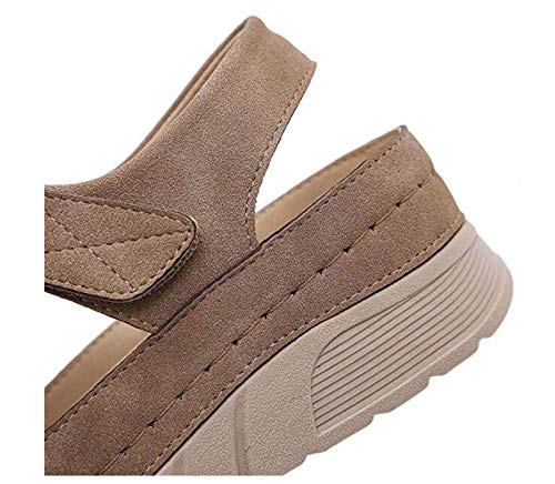 JXJ Sandalias para Mujer Sandalias de tacón de cuña con Punta Abierta para Plataforma de Verano Sandalias con Punta Hueca y Hebilla Ajustable Sandalias para Caminar Mulas de cuña Baja Anti Mocas