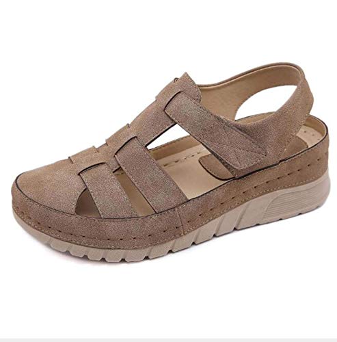 JXJ Sandalias para Mujer Sandalias de tacón de cuña con Punta Abierta para Plataforma de Verano Sandalias con Punta Hueca y Hebilla Ajustable Sandalias para Caminar Mulas de cuña Baja Anti Mocas
