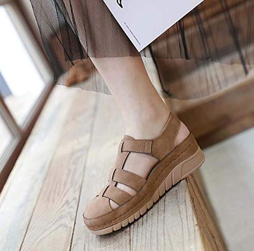 JXJ Sandalias para Mujer Sandalias de tacón de cuña con Punta Abierta para Plataforma de Verano Sandalias con Punta Hueca y Hebilla Ajustable Sandalias para Caminar Mulas de cuña Baja Anti Mocas