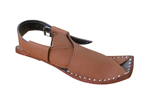 Kalra Creations Sandalias de hombre de cuero tradicional indio sandalias chanclas, color Marrón, talla 39.5 EU