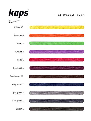 Kaps Cordones Botas Planos Encerados, 100% Algodón Fino, Coloridos, Ancho 5 mm, Muchos Colores y Longitudes, Hechos en Europa (90 cm – 36 pulgada – 5-6 pares de ojales / 83 - Gris claro)