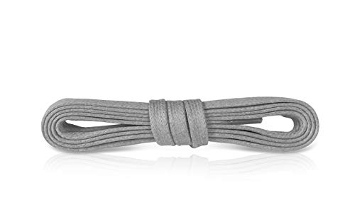 Kaps Cordones Botas Planos Encerados, 100% Algodón Fino, Coloridos, Ancho 5 mm, Muchos Colores y Longitudes, Hechos en Europa (90 cm – 36 pulgada – 5-6 pares de ojales / 83 - Gris claro)