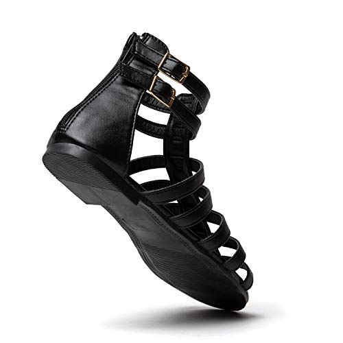 katliu Verano Sandalias Romanas de Mujer Gladiador Sandalias Negro Gr.40