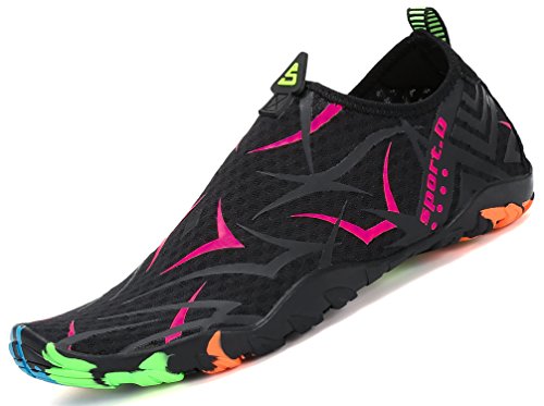 katliu Zapatos de Agua Mujer Hombre Escarpines para Surf Piscina Playa Yoga Deportes Acuáticos,Negro Rose Red,37 EU