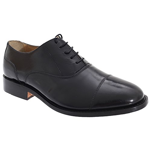 Kensington Classics - Zapatos de Piel Argentina de Primera Calidad Modelo Capped Oxford Hombre Caballero - Vestir/Trabajo (43 EUR) (Negro)