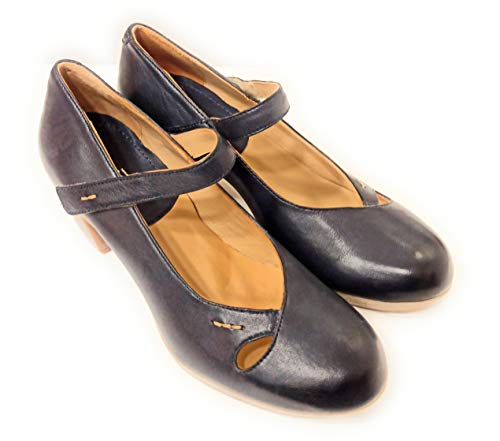 KHRIO 11582 Mary Jane - Zapatillas de piel con tacón de 6 cm Azul Size: 37 EU
