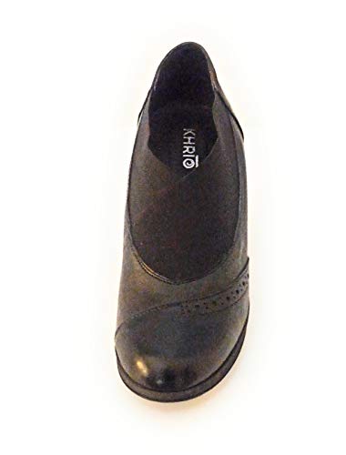 KHRIO' 152K3107 - Zapatos de mujer de piel negra o cabeza de marrón oscuro con cuña de goma Negro Size: 39 EU