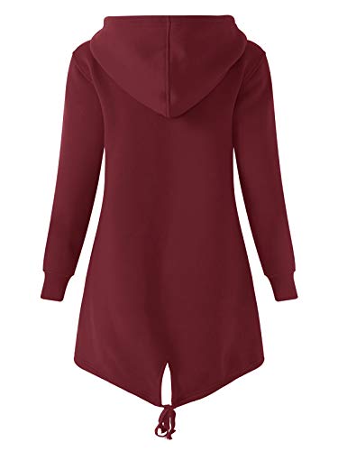 Kidsform Sudadera con Capucha para Mujer Sudadera con Capucha de Otoño Sudadera con Bolsillo Hoodie E-Vino Tinto S
