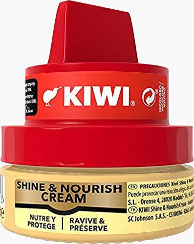 KIWI Crema abrillantadora con aplicador, Nutre y Protege, para calzado Incoloro, 50ml