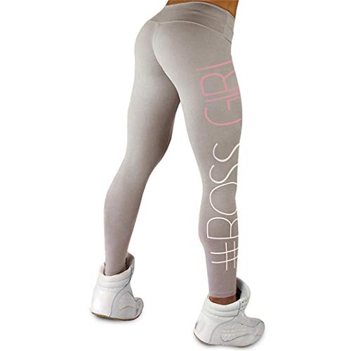 Kneris Mujer Pantalones Largos Impresión de Letras Leggings Running Yoga Mujeres Mallas Deportivas Fitness Gym Pantalon Elásticos