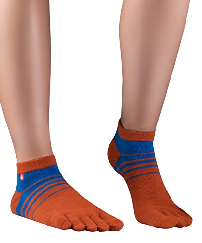 Knitido Track&Trail Spins Calcetines deportivos con dedos de hombre y mujer, para deporte, running y zapatos de cinco dedos, Talla:39-42, Colores:naranja / azul (902)