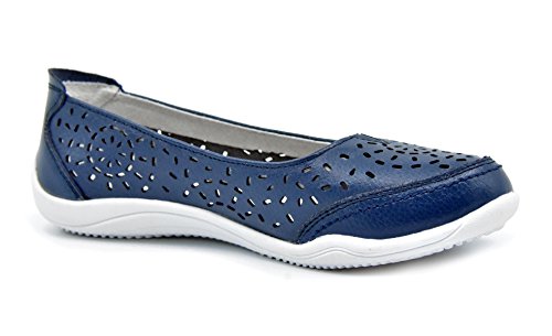 Knixmax Bailarinas/Mary Jane Merceditas para Mujer, Zapatos Plano Verano para Caminar, Zapatillas de Ballet de Piel Mocasines Transpirables Cómodos Moda Loafers Zapatos de Conducción, Navy EU41