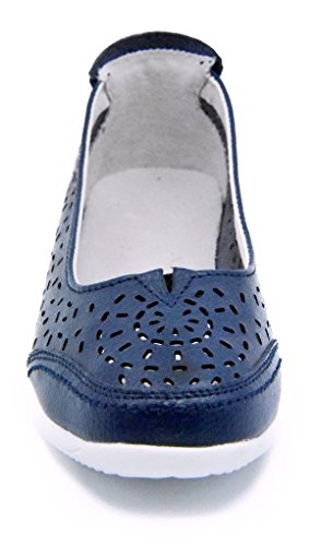Knixmax Bailarinas/Mary Jane Merceditas para Mujer, Zapatos Plano Verano para Caminar, Zapatillas de Ballet de Piel Mocasines Transpirables Cómodos Moda Loafers Zapatos de Conducción, Navy EU41