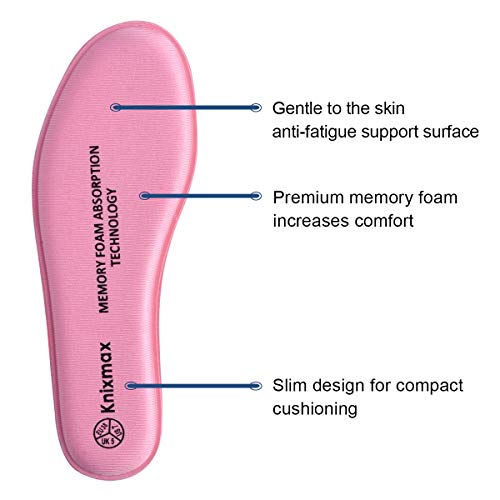 Knixmax Plantillas Memory Foam para Zapatos de Mujer y Hombre, Plantillas Confort Amortiguadoras Cómodas y Flexibles para Trabajo, Deportes, Caminar, Senderismo, EU41 (UK 08) Rosa
