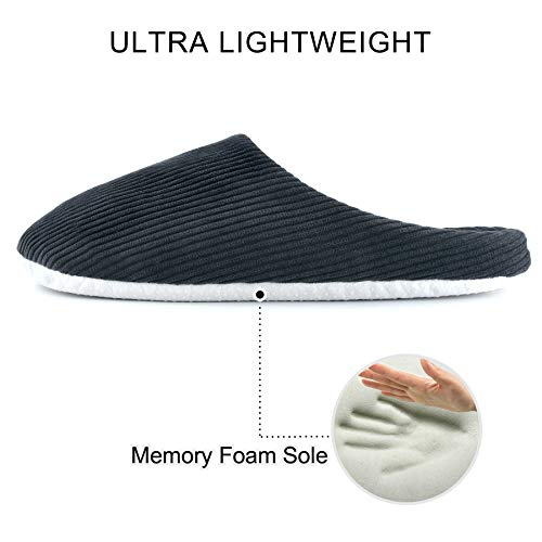 Knixmax Zapatillas de Estar por Casa para Hombre Mujer, Zapatos Memory Algodón Pantuflas, Zapatillas Cómodas Suave CáLido y Antideslizante Zapatillas para Interior, Hotel, Hogar, Negro EU 36-37